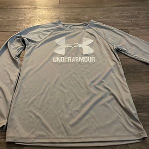 Gray youth large under armour LS shirt